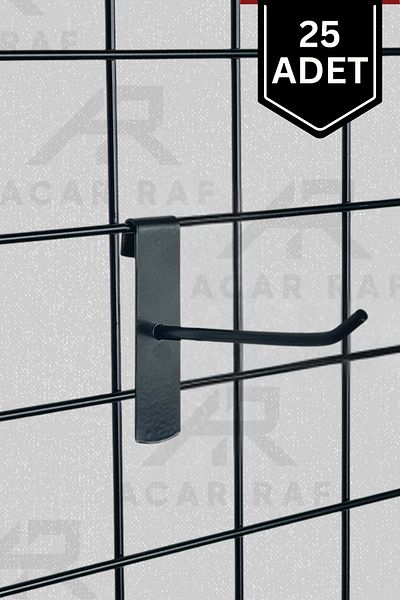 Acar Raf Μαύρος γάντζος σανίδας από σύρμα - 25 τμχ Ράφια 10 cm και συρμάτινες κρεμάστρες