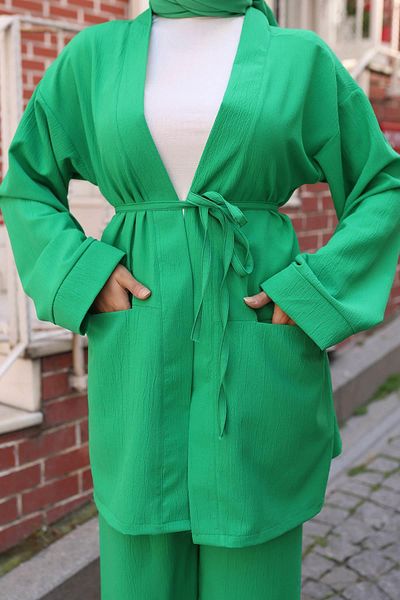 MİSSKAYLE Pocket Detailed Kimono Set Emerald