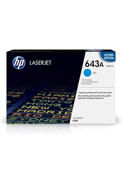 HP 643A Hewlett Packard Original LaserJet Colour Sphere Toner Cartridge, Cyan - Q5951A