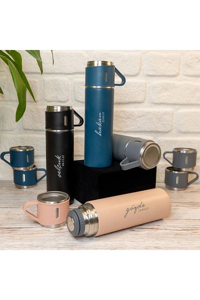 Mer-camp Triple Glass Stainless Steel Thermos Set(Gray) Gray