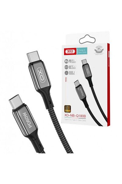 REDz Accessories Cablu XO-NB-Q180B, Tip-C la Tip-C, 1m, Compatibil cu iPhone 15/16 și Android, 60W, Negru