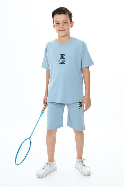 TRENDİMİZBİR Set pantaloni scurți imprimați cu mânecă scurtă pentru băieți