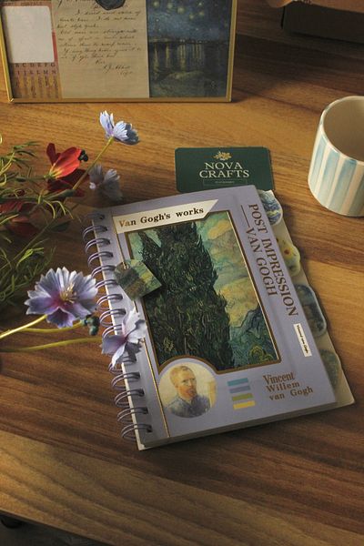 Nova Crafts Hologram Bookmark Lilac Colored Van Gogh Works Spiral / Wire Note School Notebook