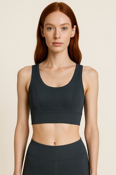 HNX Thick Strap Recovery Ripped Sports Bustier |   Denim