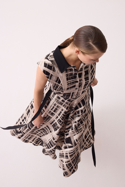 Jus De Pommes SİYAH BEYAZ VOLANLI MİDİ ELBİSE