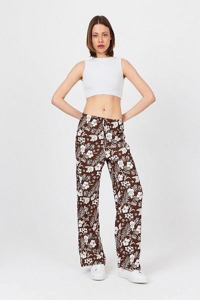 Rays Brown Waist Elastic Patterned Trousers 4725A