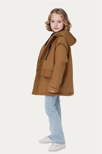 Outriverkids Girl's Plum Fur Fleece Water & Wind Proof Hooded 3 Pocket Winter Coat & Parka