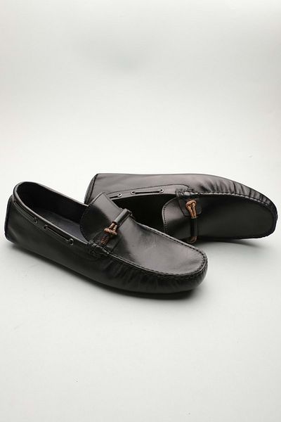 Gondol Loafer clasic pentru bărbați din piele naturală negru 42 Ttx.601190