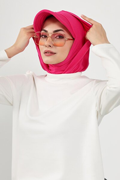 Aisha's Design Siperlik ve Kapatıcı Özellikli Penye Kadın Hazır Bone,B-88P,Fuşya