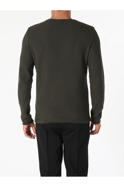 Colin's Мъжки зелен пуловер с обло деколте Slim Fit
