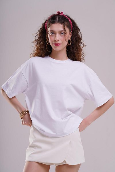 AFLOOW Tricou alb oversize pentru femei - Chill Vibes Printed