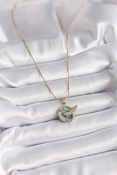 Skygo 316L Steel Gold Color Chain Zircon Stone Dragonfly Model Women's Necklace - Tj-Bko9479