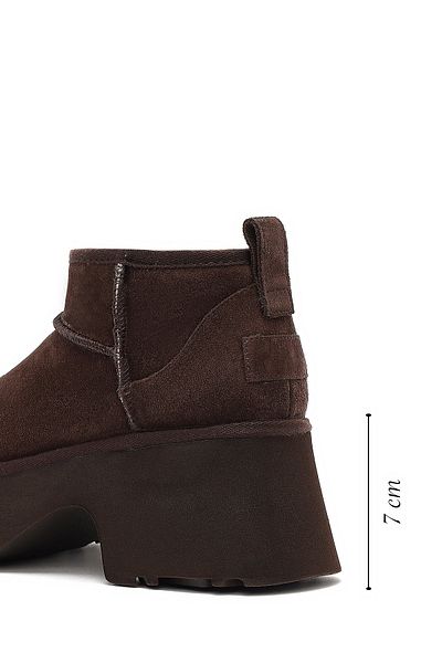 Derimod Women's Brown Thick Soled Suede Leather Teddy Boots 24Wfd142910
