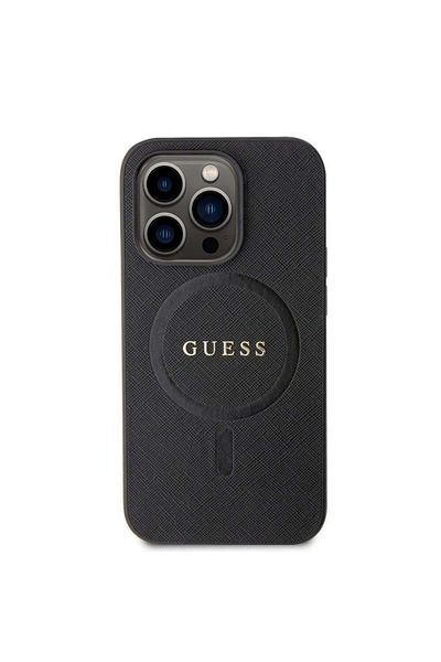 Guess Husă pentru iPhone 15 Pro Saffiano MagSafe, - Neagră