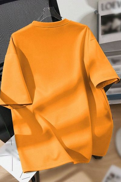 Trendseninle Unisex Men/Women Orange Brooklyn Colorful Custom Print Oversize Cotton Crew Neck T-Shirt Tee