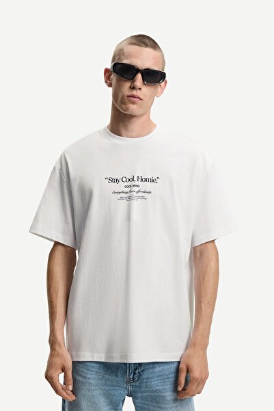 Bershka Oversize baskılı kısa kollu tişört