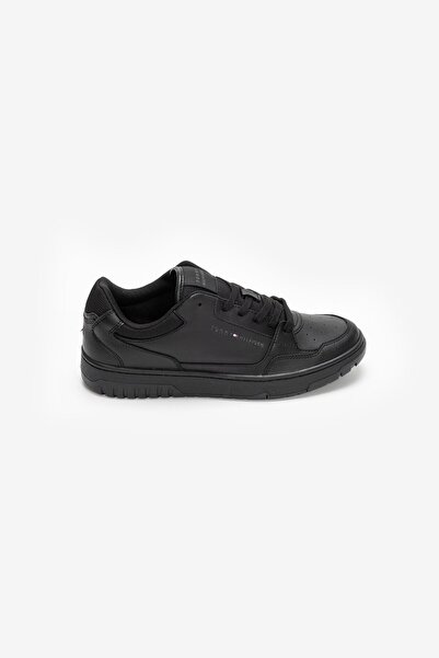 Tommy Hilfiger Erkek Marka Logolu Bağcıklı Kaydırmaz Tabanlı Günlük Siyah Sneaker FM0FM05040-BDS