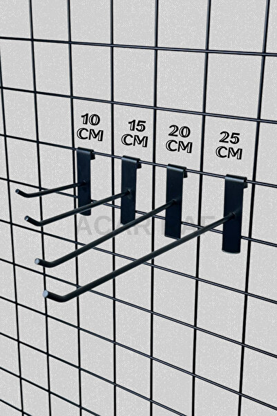 Acar Raf Siyah Tel Pano Kancası 10 Adet 20 Cm Raf ve Tel Askısı Tel Çubuk