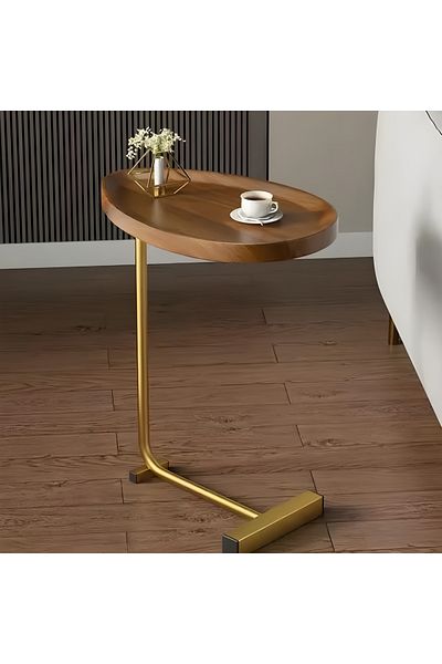 Saharaz Modern C-shaped Side Table For Tea And Coffee,wooden Water Resistant Top