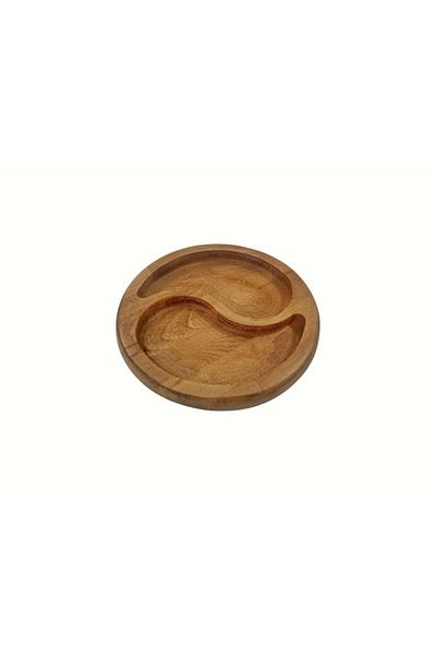 Saban Natural Wooden Snack Bowl and Breakfast – 2 Compartment Presentation Plate T10