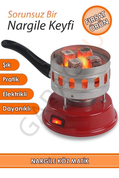 garaccu Elektrikli Nargile Köz Matik Köz Makinesi Kırmızı
