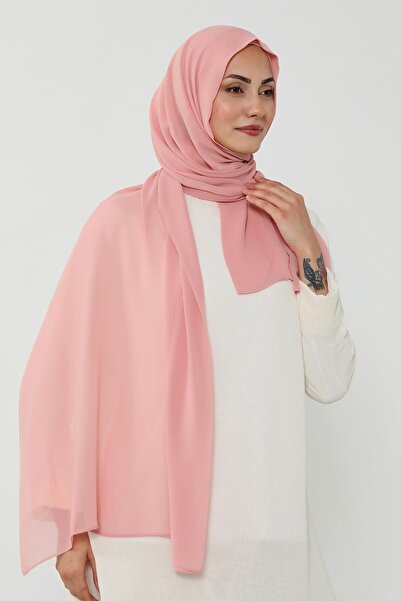 Aisha's Design Practical Chiffon Shawl with Combed Cotton Inner Boning, Ps-51, Powder