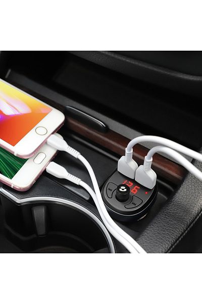 REDz Accessories Car Charger With Fm Modulator, Bluetooth, Fast Charge, 2x Usb, Hoco E41