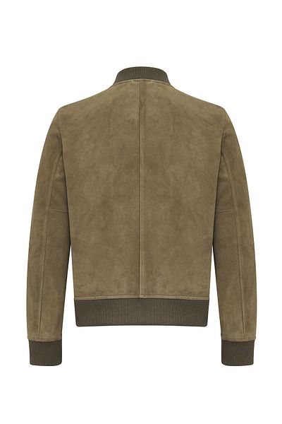 Derimod Foden Men's Green Zippered Knitwear Suede Leather Jacket 25Sgd657010