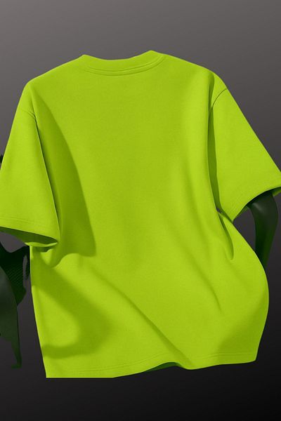 Trendseninle Unisex Ανδρικά/Γυναικεία Μπλουζάκια Lime BROOKLYN Έγχρωμη Προσαρμοσμένη Εκτύπωση Oversize Βαμβακερό μπλουζάκι με λαιμόκοψη