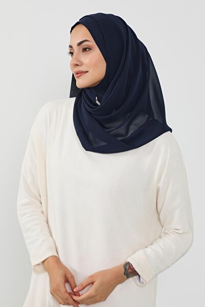 Aisha's Design Practical Chiffon Shawl,Ps-49,Navy Blue