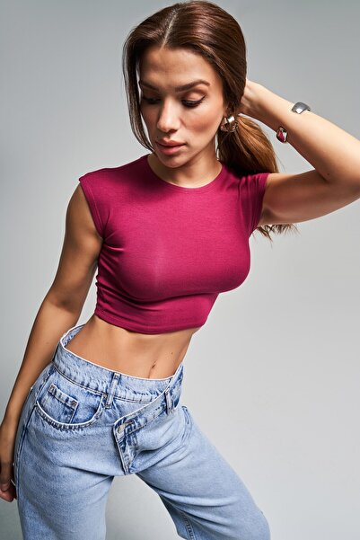 its basic Women's Burgundy Color S5-35 Super Stretch Fabric 100% Cotton Crop Fit Body