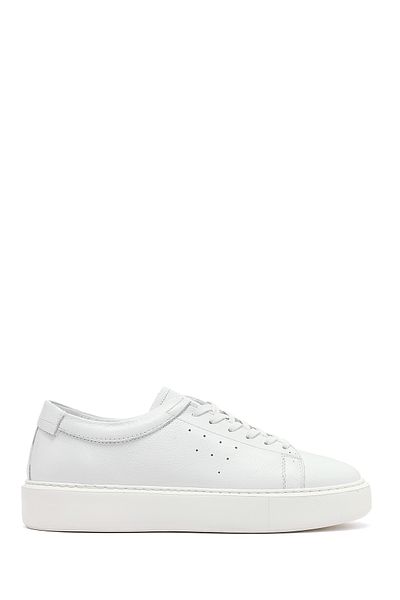 Derimod Men's White Lace-Up Thick Sole Leather Sneaker 25Sfd7001Ft