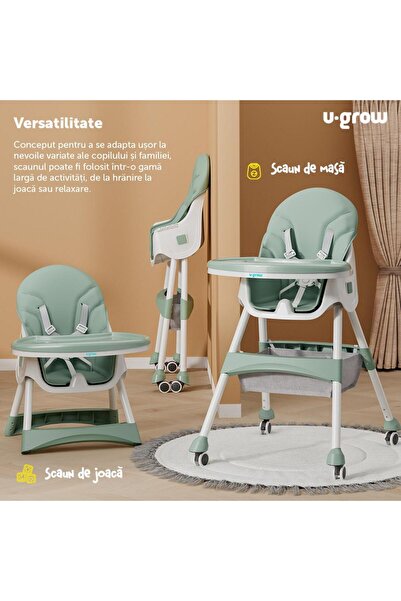 U-Grow Καρέκλα τραπεζαρίας 2 σε 1, πτυσσόμενη, πράσινη