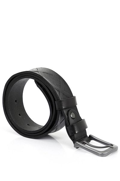 GÖNDERİ(R) Black Heart Genuine Leather Men's Belt 14105