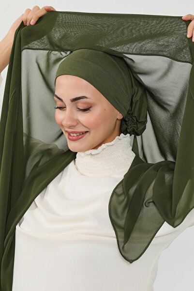 Aisha's Design Πρακτικό σάλι από σιφόν με χτενισμένο βαμβακερό εσωτερικό, PS-51, Χακί Πράσινο