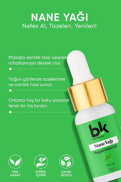 BK COMPANY Peppermint Oil 100% Pure - Refreshing, Revitalizing and Purifying Serum 20 ml