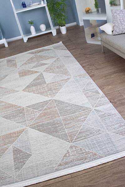 Estiva Home سجادة بوليستر رمادية بيج مضادة للبكتيريا ومضادة للغبار ومهدب لغرف...