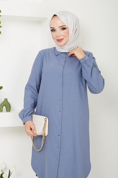 Doque Tunica Hijab cu dungi sezoniere - Femei, Nasturi, Imbracaminte 61052 61053