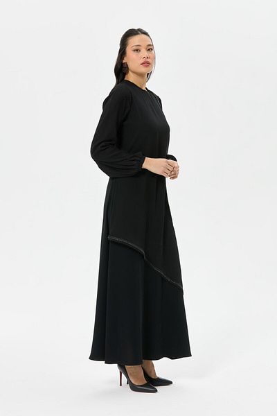 Esswaap Pleated Sleeve Dress Black