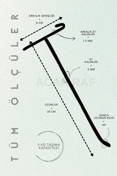 Acar Raf Siyah Tel Pano Kancası 10 Adet 25 Cm Raf ve Tel Askısı Tel Çubuk