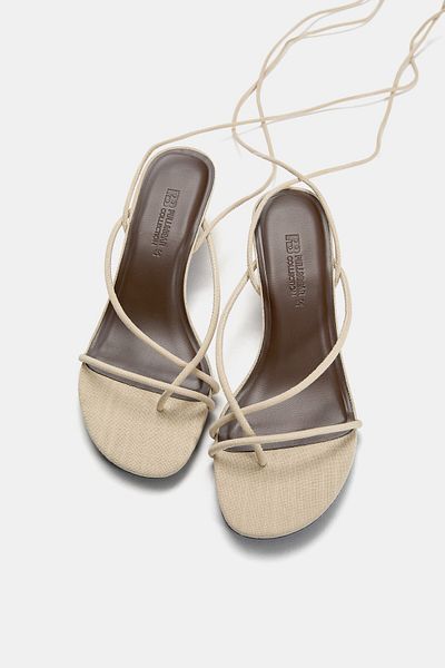 Pull & Bear Embellished heeled sandals with tie