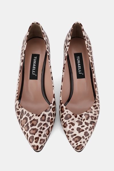 TUNAELLİ Light Leopard Patent Leather Heeled Shoes |   Brave Design