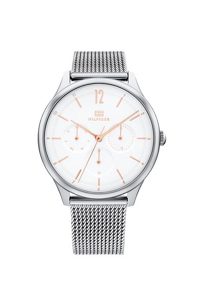 Tommy Hilfiger Women's Analogue Quartz Watch with Thin Steel Case and Mesh Bracelet