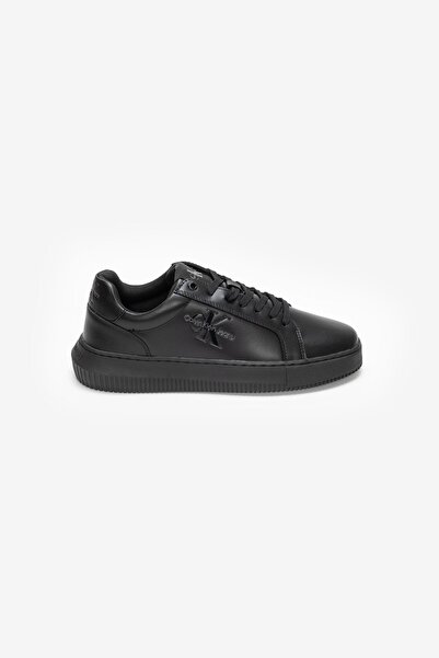 Calvin Klein Erkek Marka Logolu Şık Görünüşlü Deri Gündelik Kullanıma Uygun Siyah Sneaker YM0YM0068