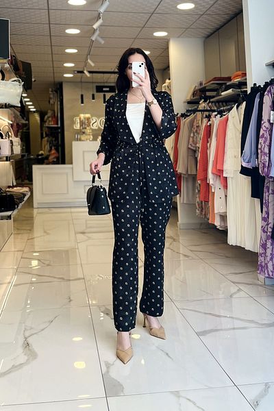 Vosse Ekol Black Patterned, Drawstring Set