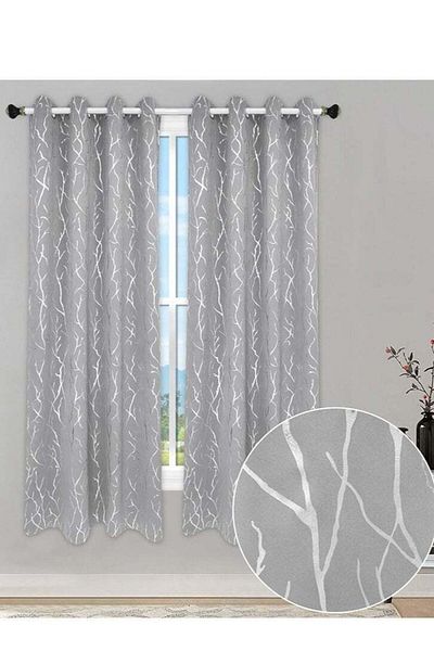 COOYA 2-pack printed blackout curtains,comfortable breathable fabric,easy care,hand wash,132*243cm,gray