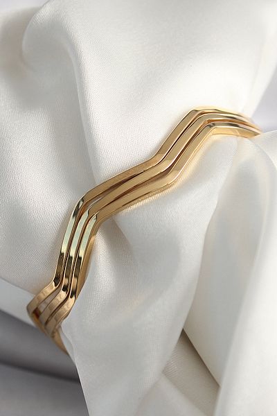 Skygo 316L Steel Gold Color Zigzag Model Ajda Bracelet - Tj-Bb6485