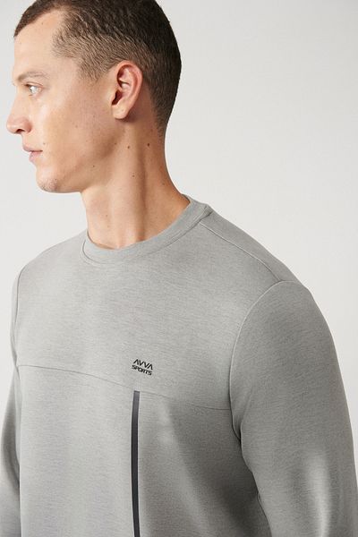 Avva Ανδρικό φούτερ με στάμπα σε γκρι Soft Touch Crew Neck A32y1285