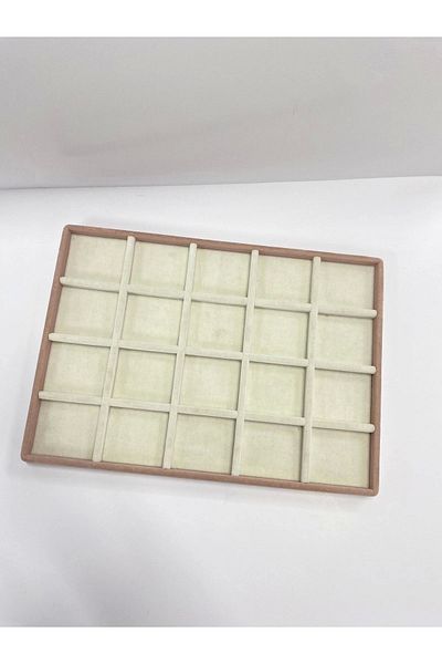 MeGass Dekor Domestic Production Suede Fabric Two-Color Compartment Drawer Inside Jewelry Stand