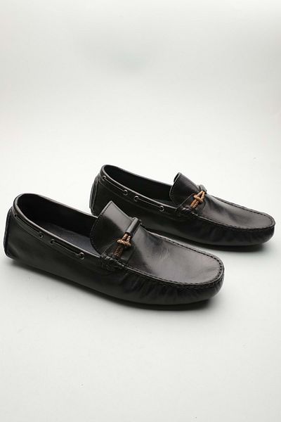 Gondol Loafer clasic pentru bărbați din piele naturală negru 42 Ttx.601190